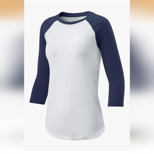 Women's Navy and White Raglan Sleeve Top